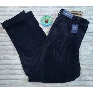 Polo Ralph Lauren Corduroy Pants Men Size 34x30 Navy Straight Leg Wooden Button